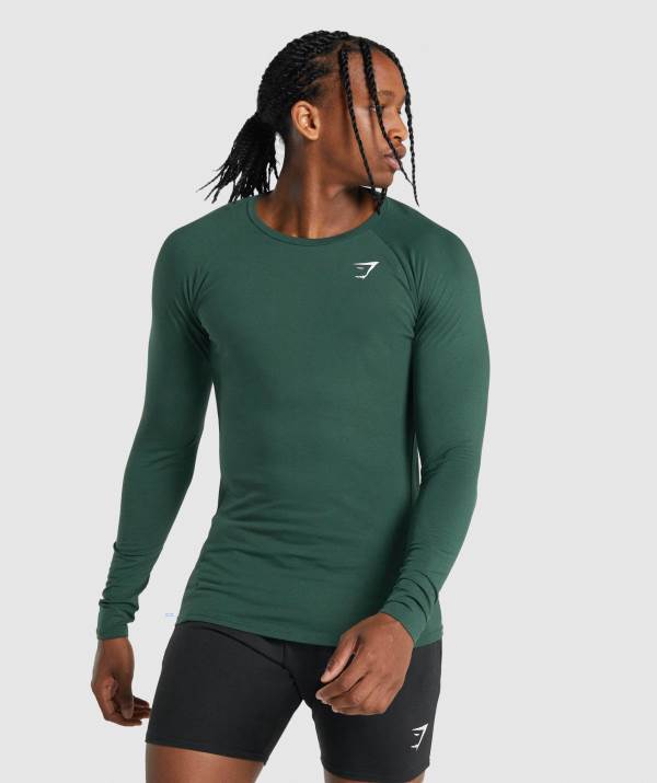 Panske Mikiny Gymshark Critical 2.0 Long Sleeve Zelene | IA1058247